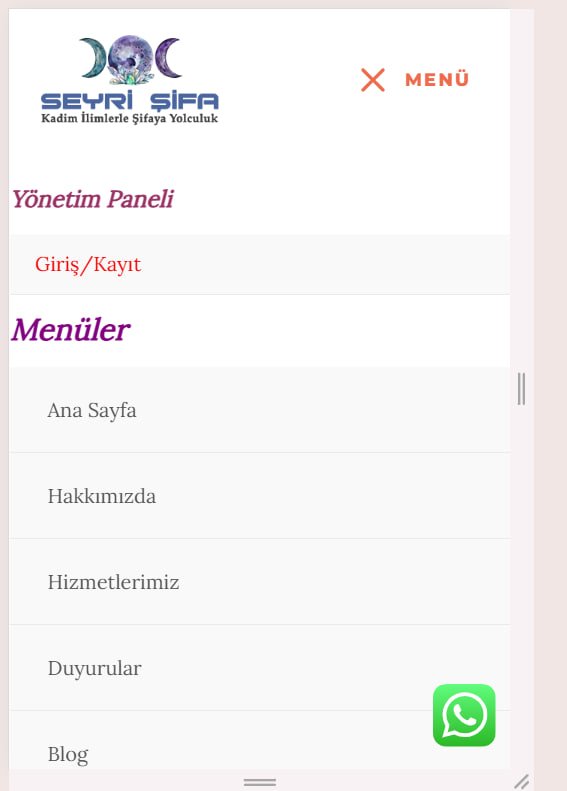 Seyri Şifa Yönetim Paneli Cep Telefonundan kayıt 1
